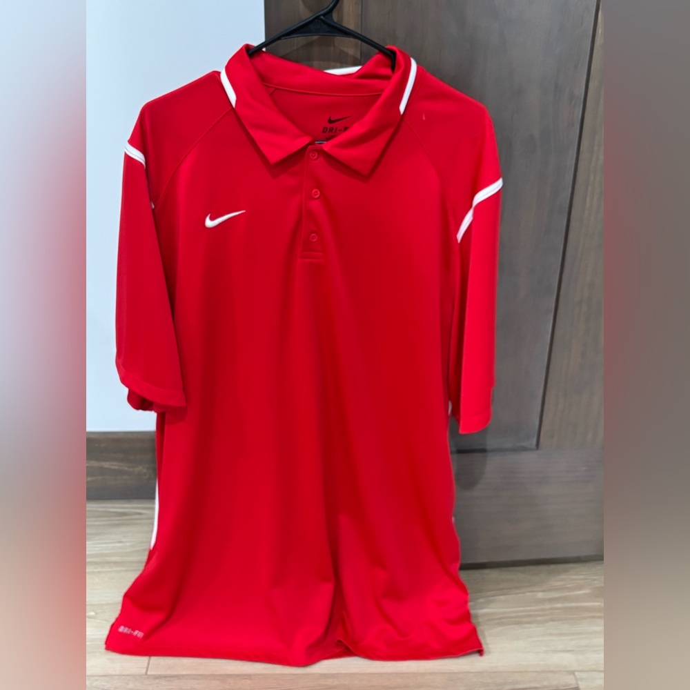 Nike Mens Bright Red Polo with White Accents